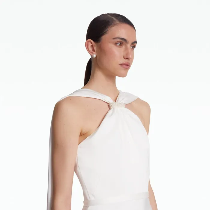 Safiyaa Lilien Ivory Satin Long Dress Women Dresses