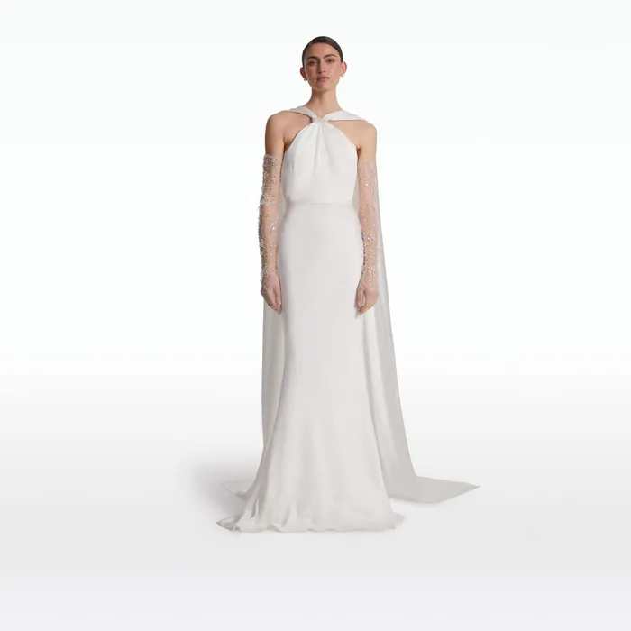 Safiyaa Lilien Ivory Satin Long Dress Women Dresses