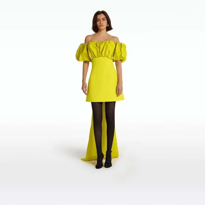 Safiyaa Lyana Chartreuse Short Dress Women Dresses
