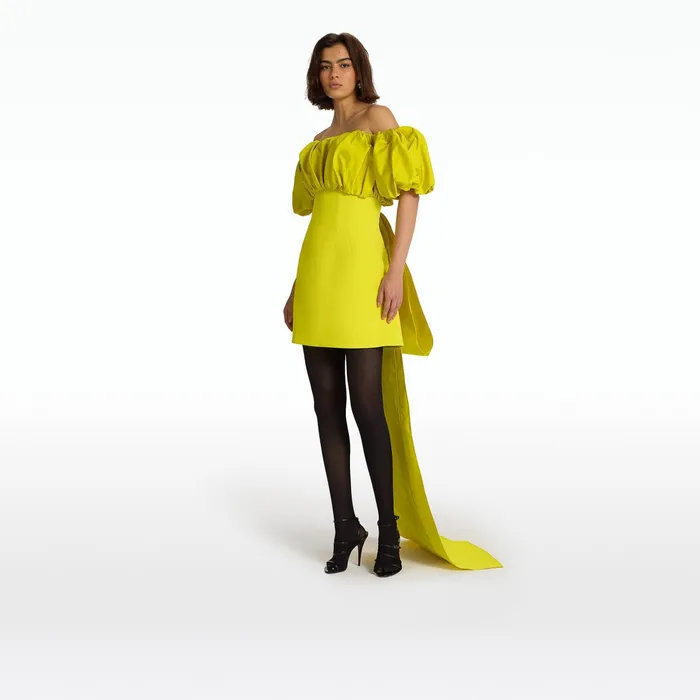 Safiyaa Lyana Chartreuse Short Dress Women Dresses