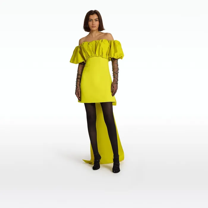 Safiyaa Lyana Chartreuse Short Dress Women Dresses