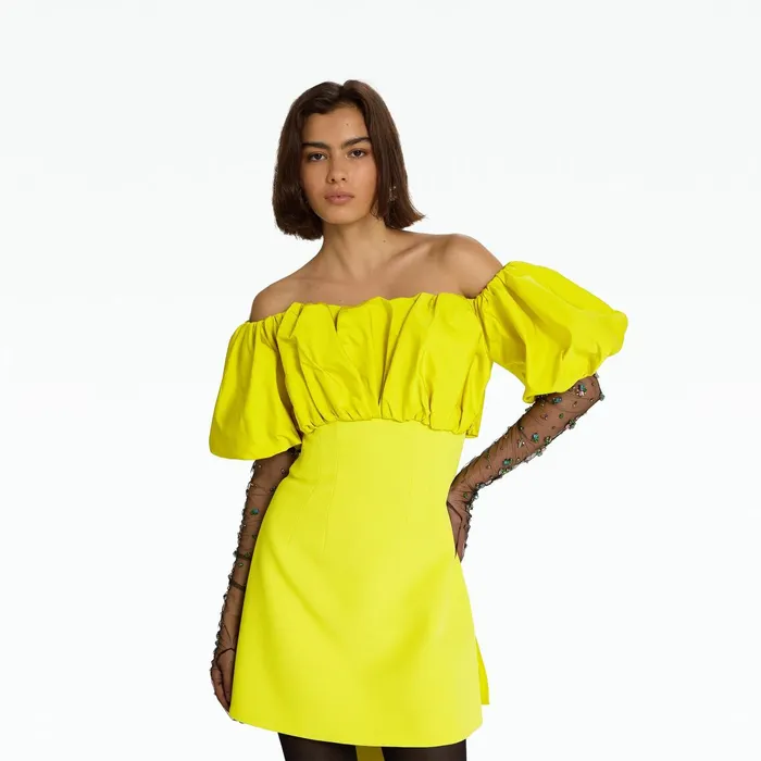 Safiyaa Lyana Chartreuse Short Dress Women Dresses