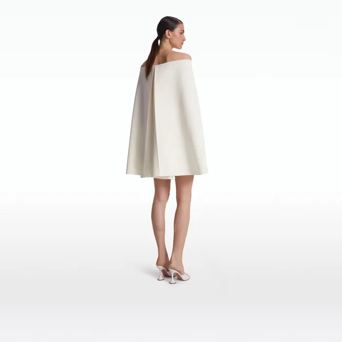 Safiyaa Manorel Ivory Harness and Rowan Fern Embroidered Dress Women Capes Harnesses