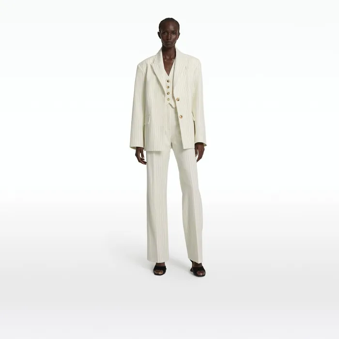 Safiyaa Maurissa Ivory Pinstripe Jacket Women Jackets Coats