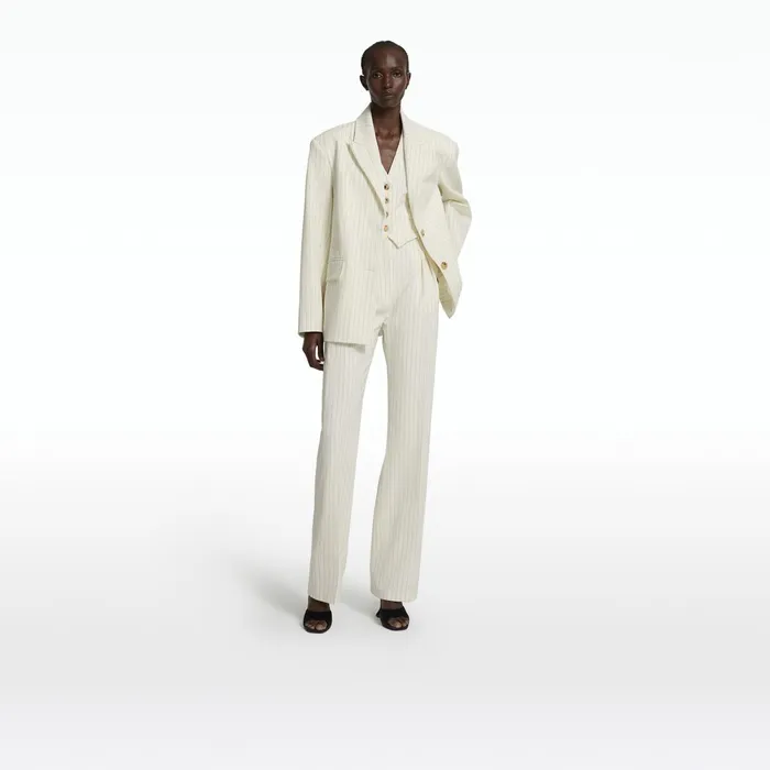 Safiyaa Maurissa Ivory Pinstripe Jacket Women Jackets Coats