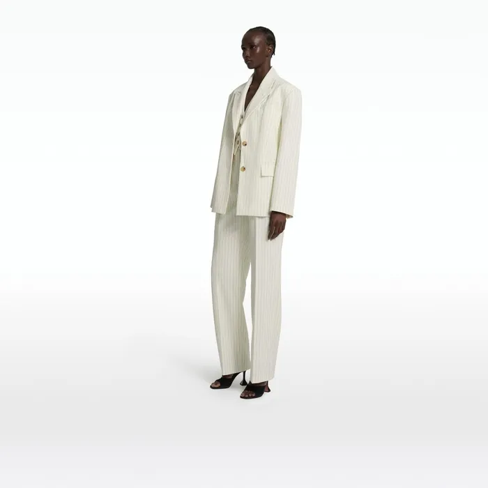 Safiyaa Maurissa Ivory Pinstripe Jacket Women Jackets Coats