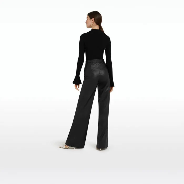 Safiyaa Narqis Black Vegan Leather Trousers Women Trousers