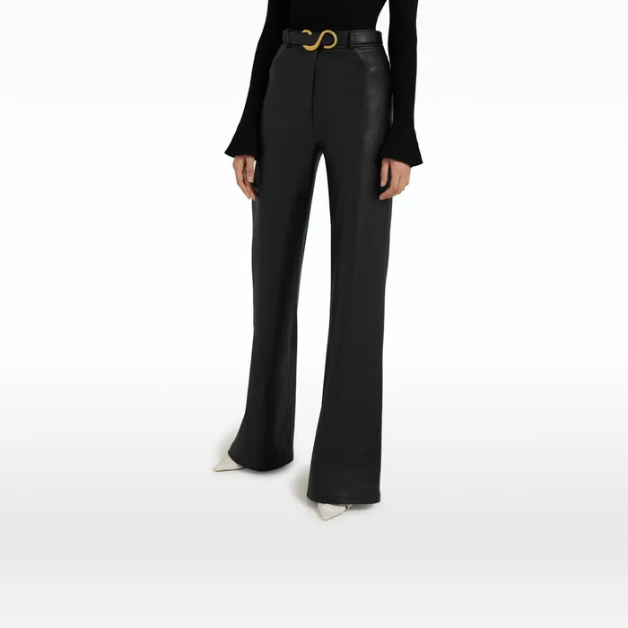 Safiyaa Narqis Black Vegan Leather Trousers Women Trousers