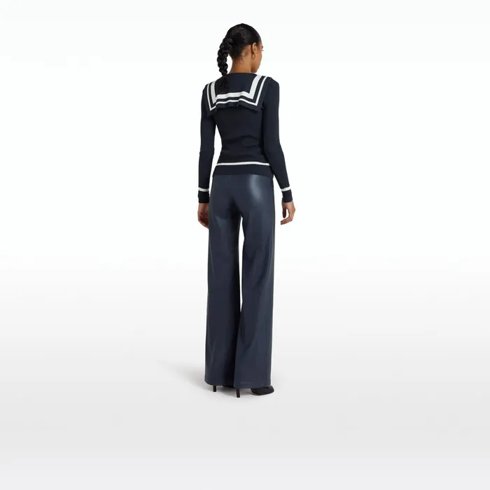 Safiyaa Odette Navy and Ivory Knit Women Tops