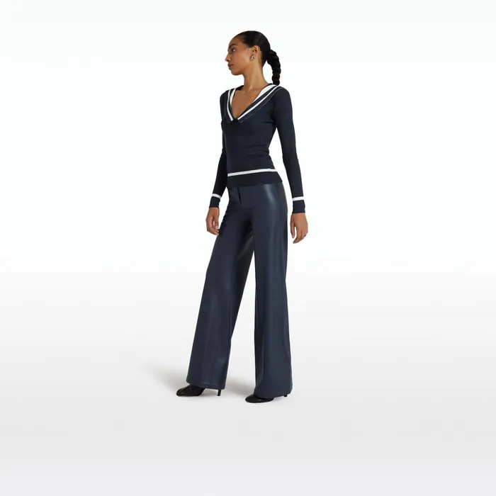 Safiyaa Odette Navy and Ivory Knit Women Tops