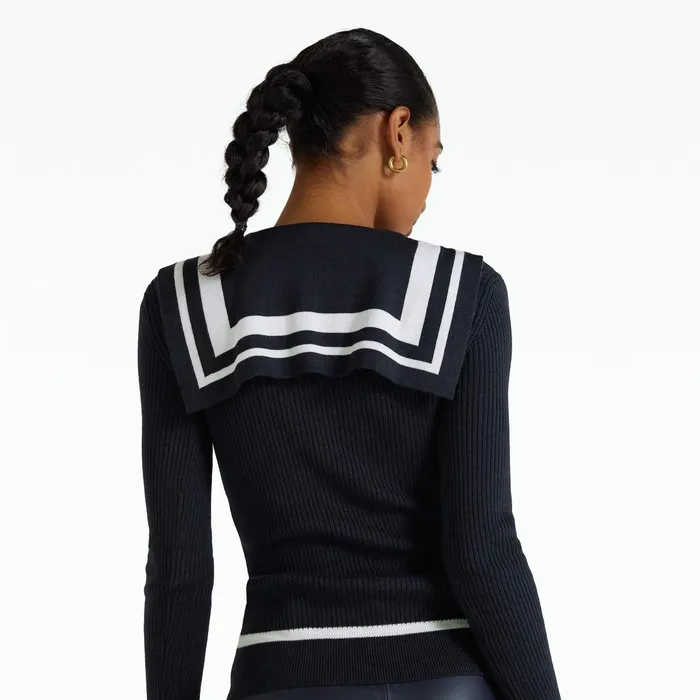 Safiyaa Odette Navy and Ivory Knit Women Tops