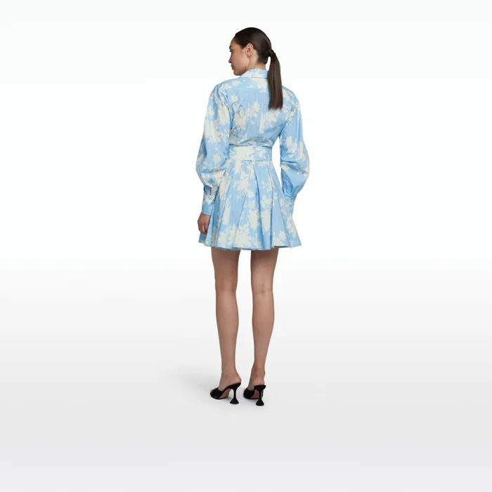 Safiyaa Oksana Pale Blue and White Short Dress Women Dresses
