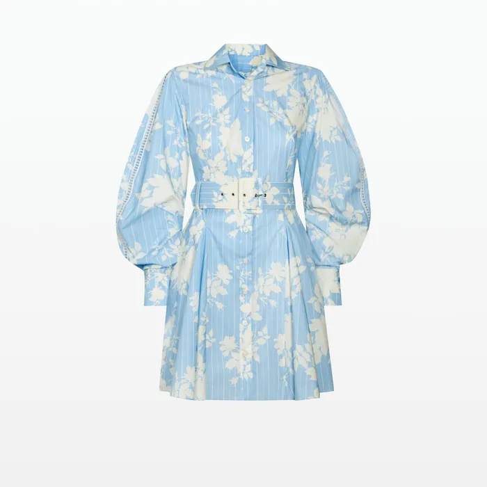 Safiyaa Oksana Pale Blue and White Short Dress Women Dresses
