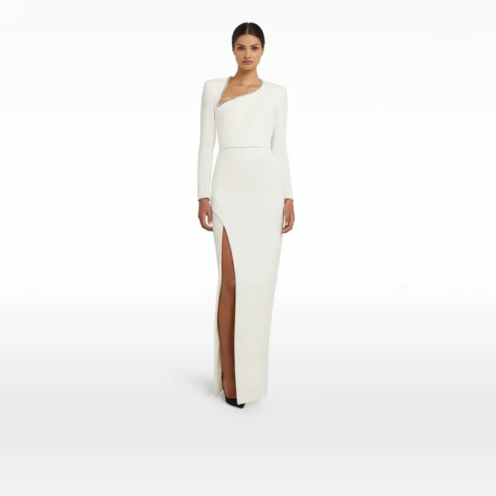 Safiyaa Ottavia Ivory Long Dress Women Dresses