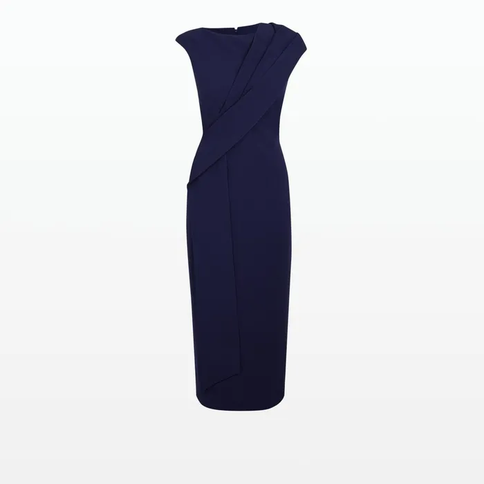 Safiyaa Regina Azurite Blue Midi Dress Women Dresses