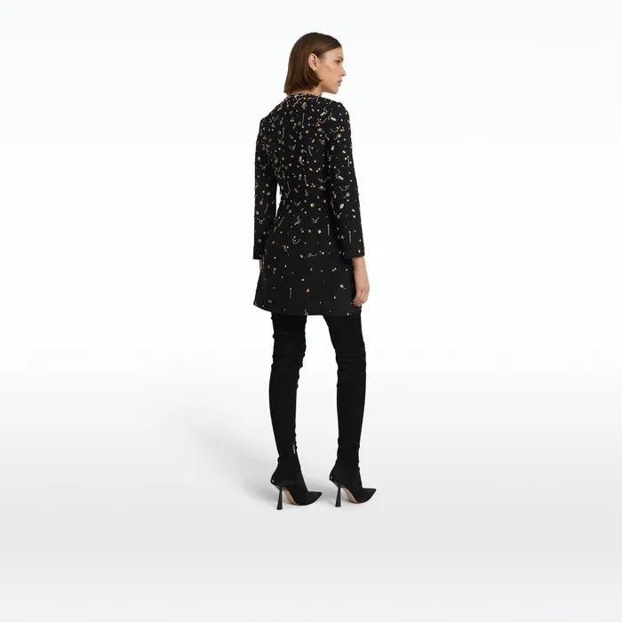 Safiyaa Rena Black and Celestial Scatter Embroidery Short Dress Women Dresses