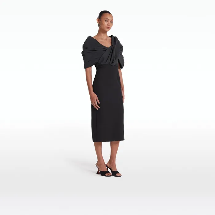 Safiyaa Roma Black Midi Dress Women Dresses