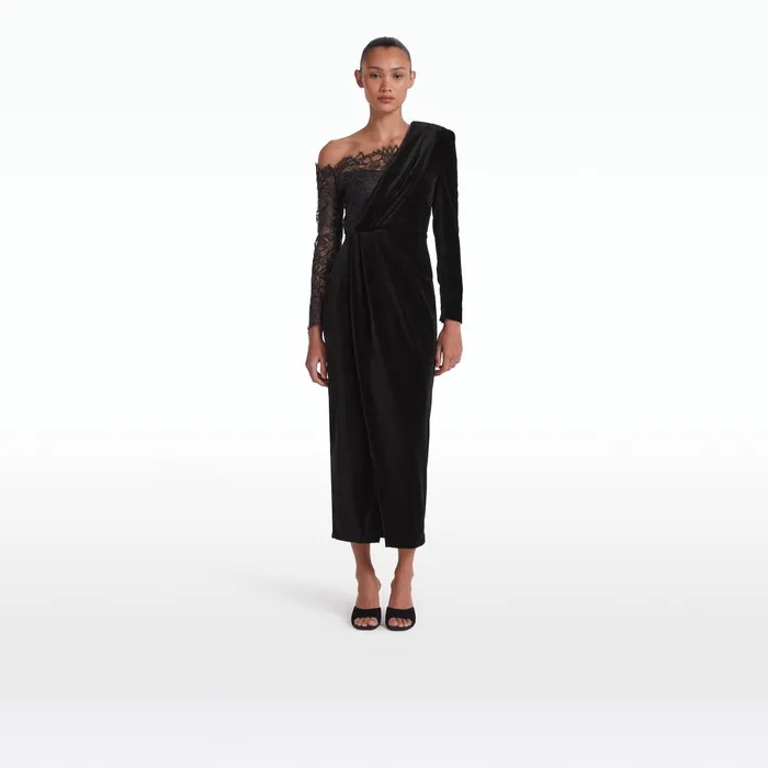 Safiyaa Ruth Black Midi Dress Women Dresses