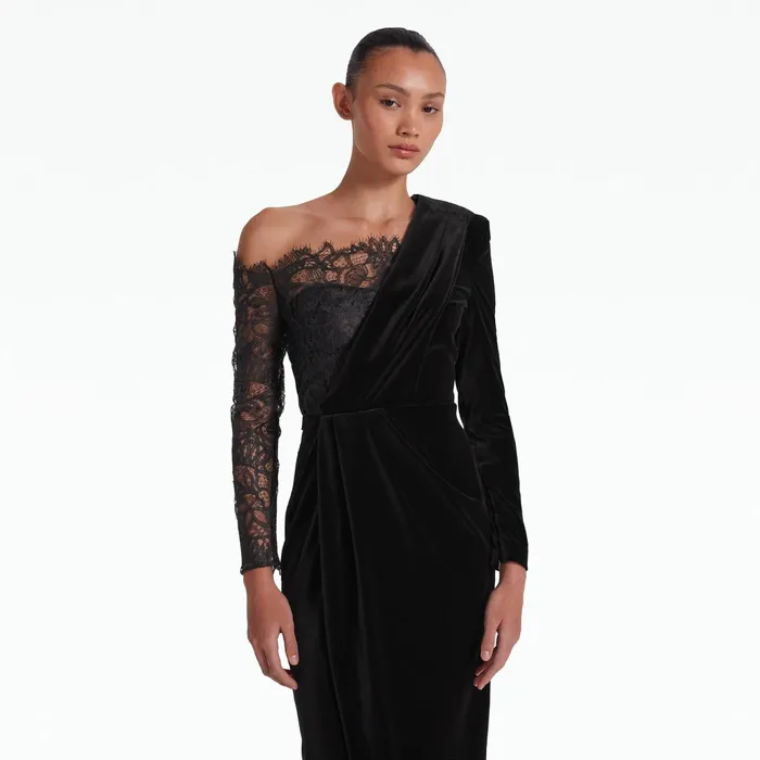 Safiyaa Ruth Black Midi Dress Women Dresses