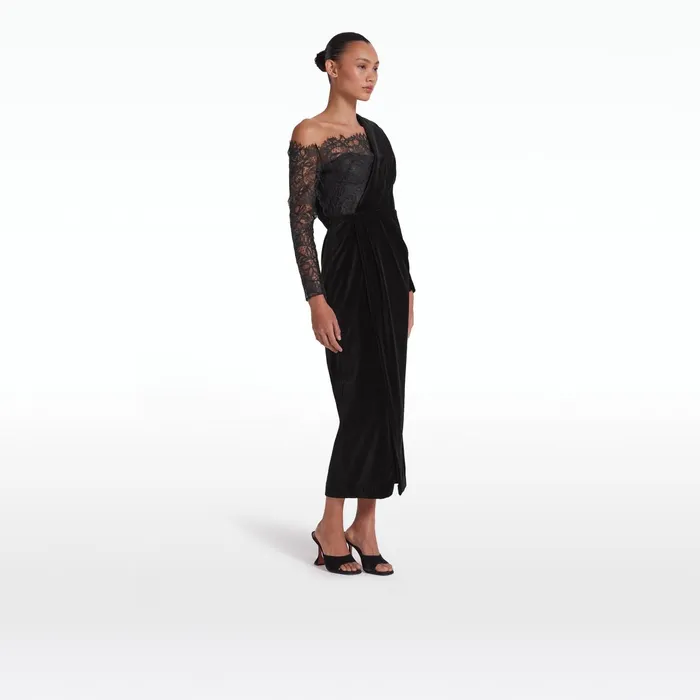 Safiyaa Ruth Black Midi Dress Women Dresses