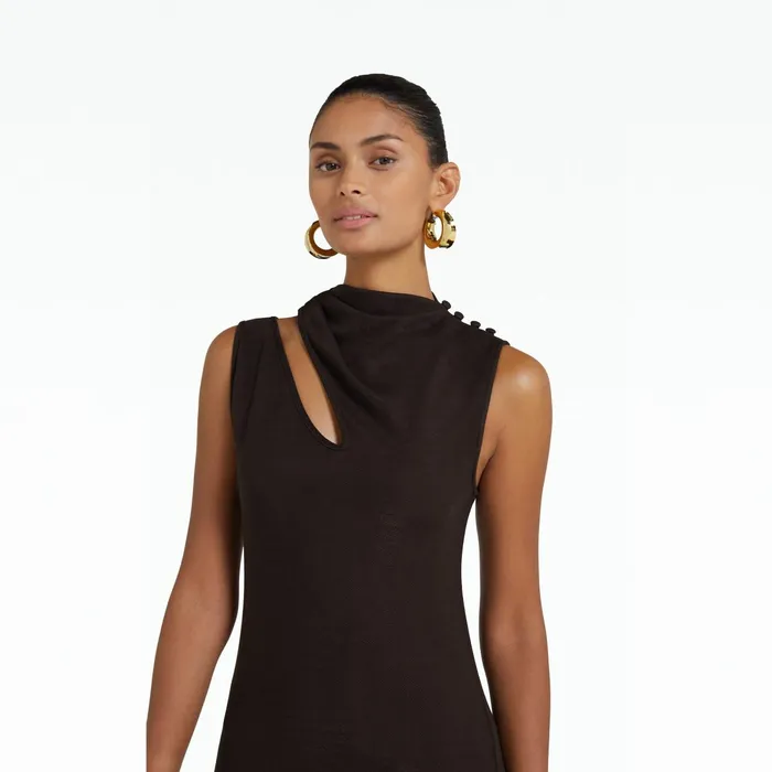 Safiyaa Sage Dark Mocha Long Dress Women Dresses