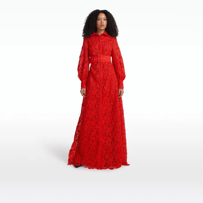 Safiyaa Salma Lacquer Red Long Dress Women Dresses