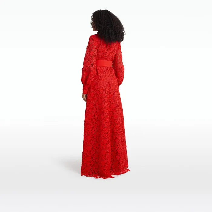 Safiyaa Salma Lacquer Red Long Dress Women Dresses