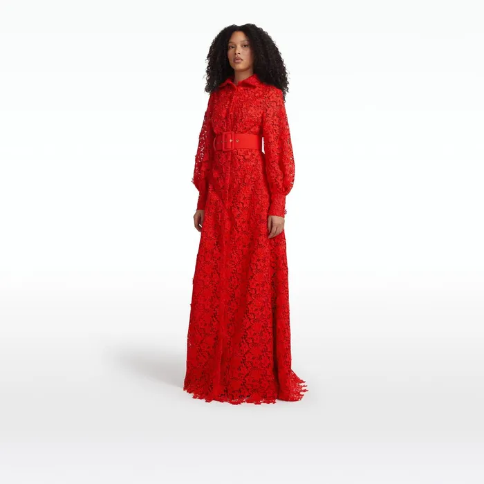 Safiyaa Salma Lacquer Red Long Dress Women Dresses
