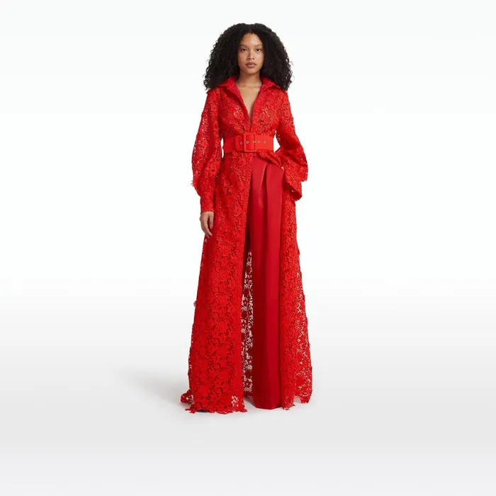 Safiyaa Salma Lacquer Red Long Dress Women Dresses