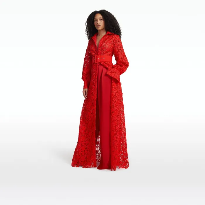 Safiyaa Salma Lacquer Red Long Dress Women Dresses