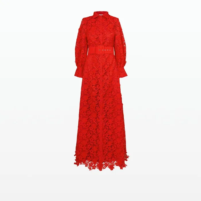 Safiyaa Salma Lacquer Red Long Dress Women Dresses
