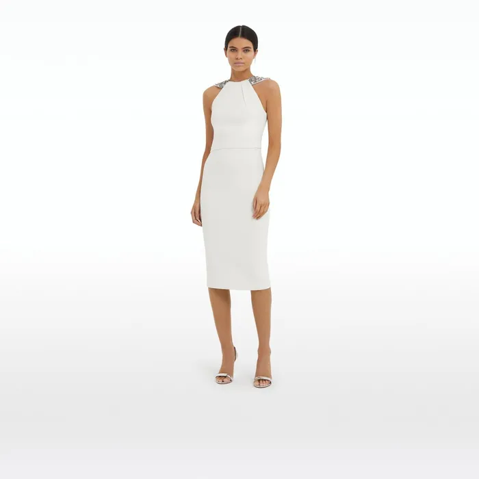 Safiyaa Sherry Ivory Midi Dress Women Dresses