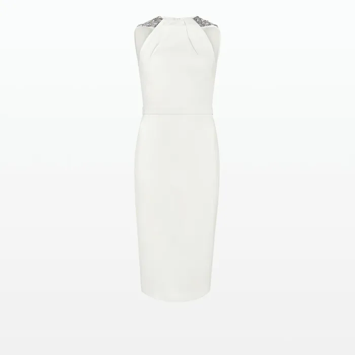 Safiyaa Sherry Ivory Midi Dress Women Dresses