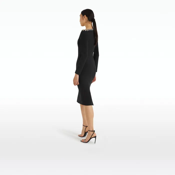 Safiyaa Smyth Black Midi Dress Women Dresses