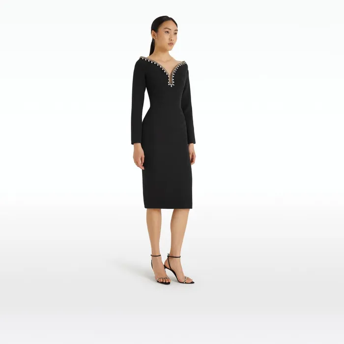 Safiyaa Smyth Black Midi Dress Women Dresses