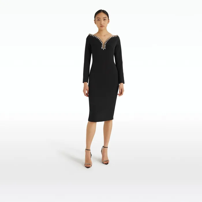 Safiyaa Smyth Black Midi Dress Women Dresses