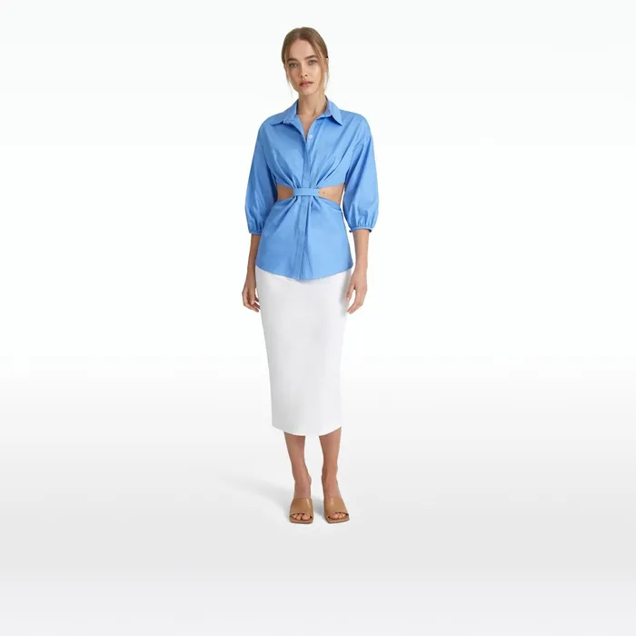 Safiyaa Stella Safiyaa Blue Cotton Shirt Women Tops