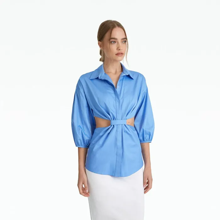 Safiyaa Stella Safiyaa Blue Cotton Shirt Women Tops
