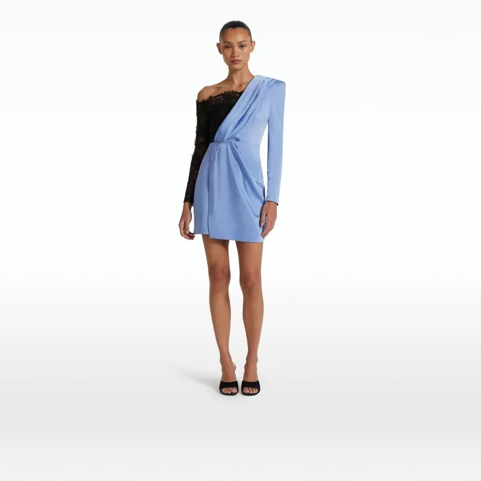 Safiyaa Suzie Carolina Blue and Black Short Dress Women Dresses