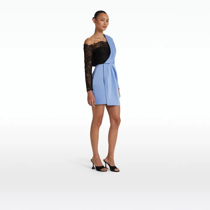 Safiyaa Suzie Carolina Blue and Black Short Dress Women Dresses