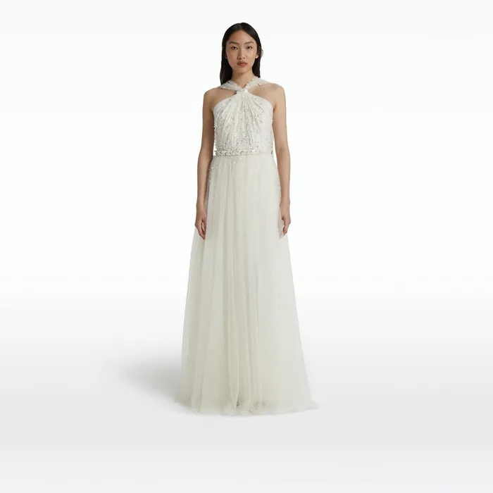 Safiyaa Tabia Ivory Long Dress Women Dresses