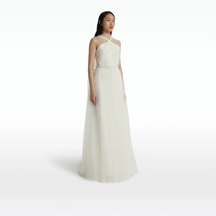 Safiyaa Tabia Ivory Long Dress Women Dresses