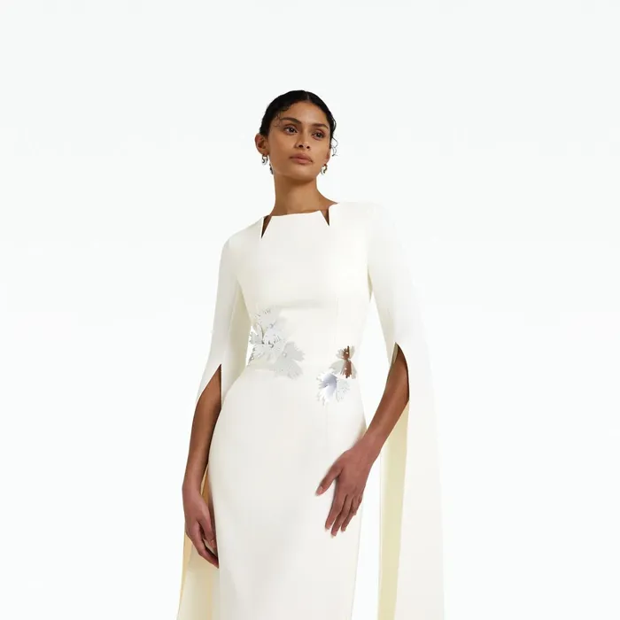 Safiyaa Talin Embroidered Ivory Long Dress Women Dresses