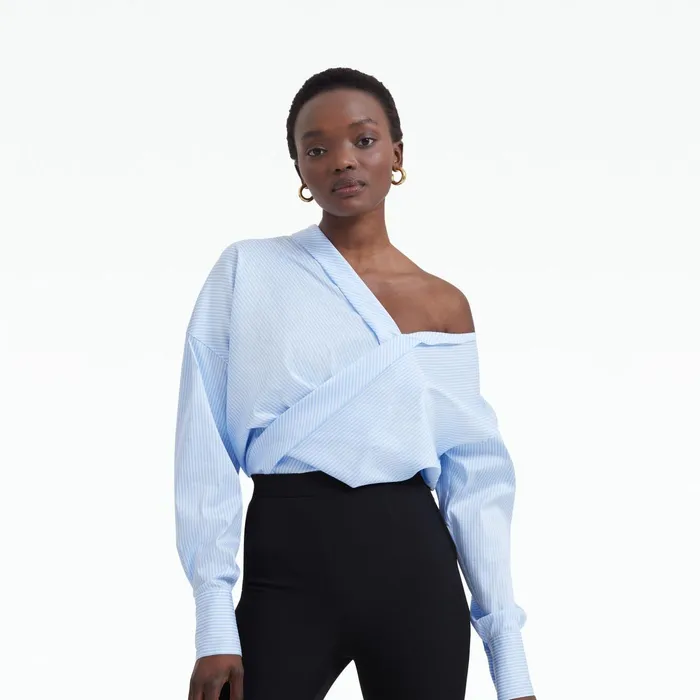 Safiyaa Tia Blue and White Blouse Women Tops