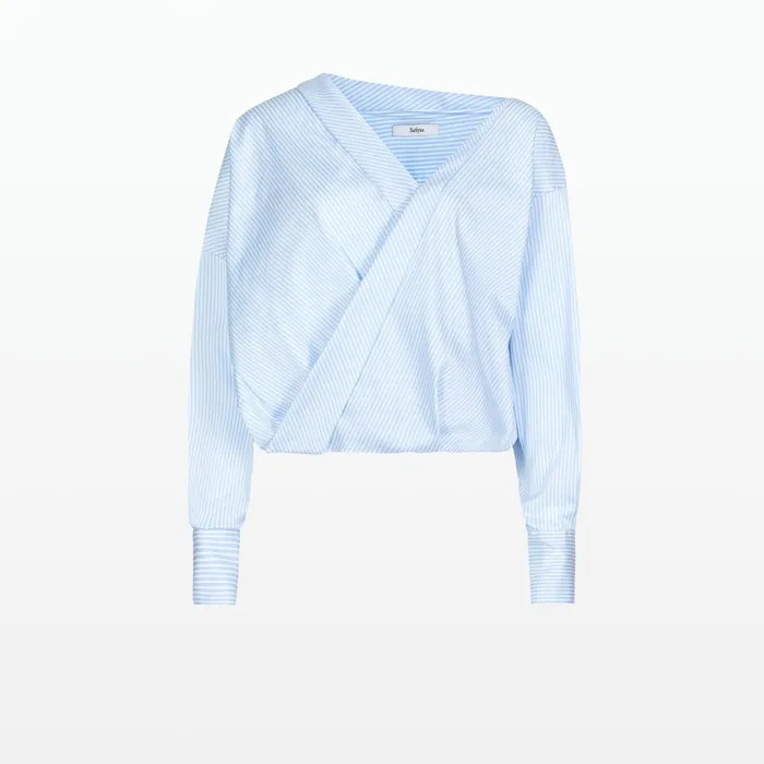 Safiyaa Tia Blue and White Blouse Women Tops