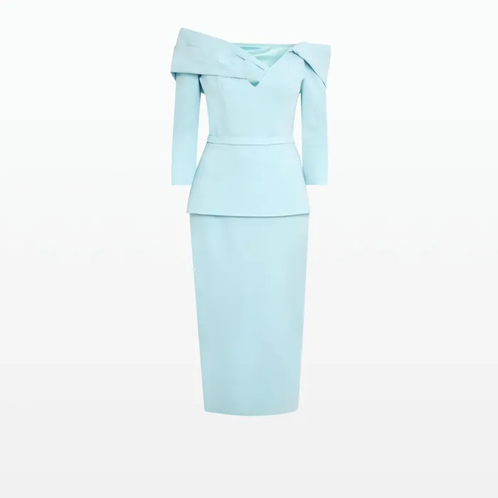 Safiyaa Tinsley Baby Blue Midi Dress Women Dresses
