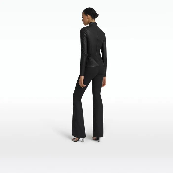 Safiyaa Trace Black Vegan Leather Top Women Tops