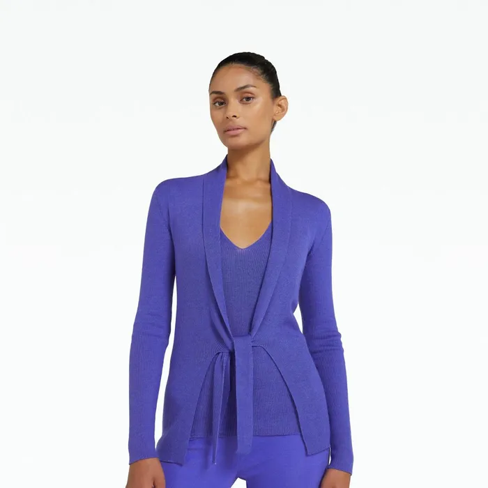 Safiyaa Uichama Anemone Blue Knit Cardigan Women Jackets Coats