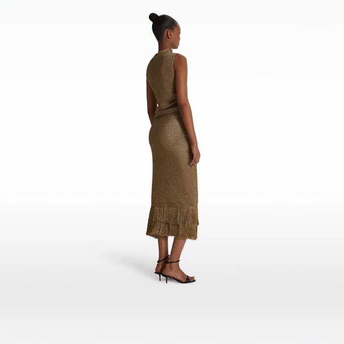 Safiyaa Veranna Gold Knit Top Women Knitwear