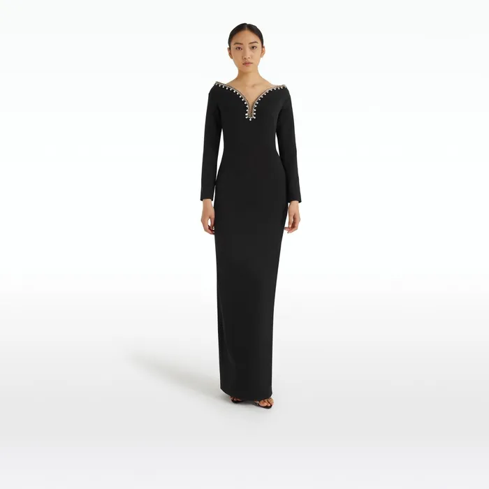 Safiyaa Wiil Black Long Dress Women Dresses